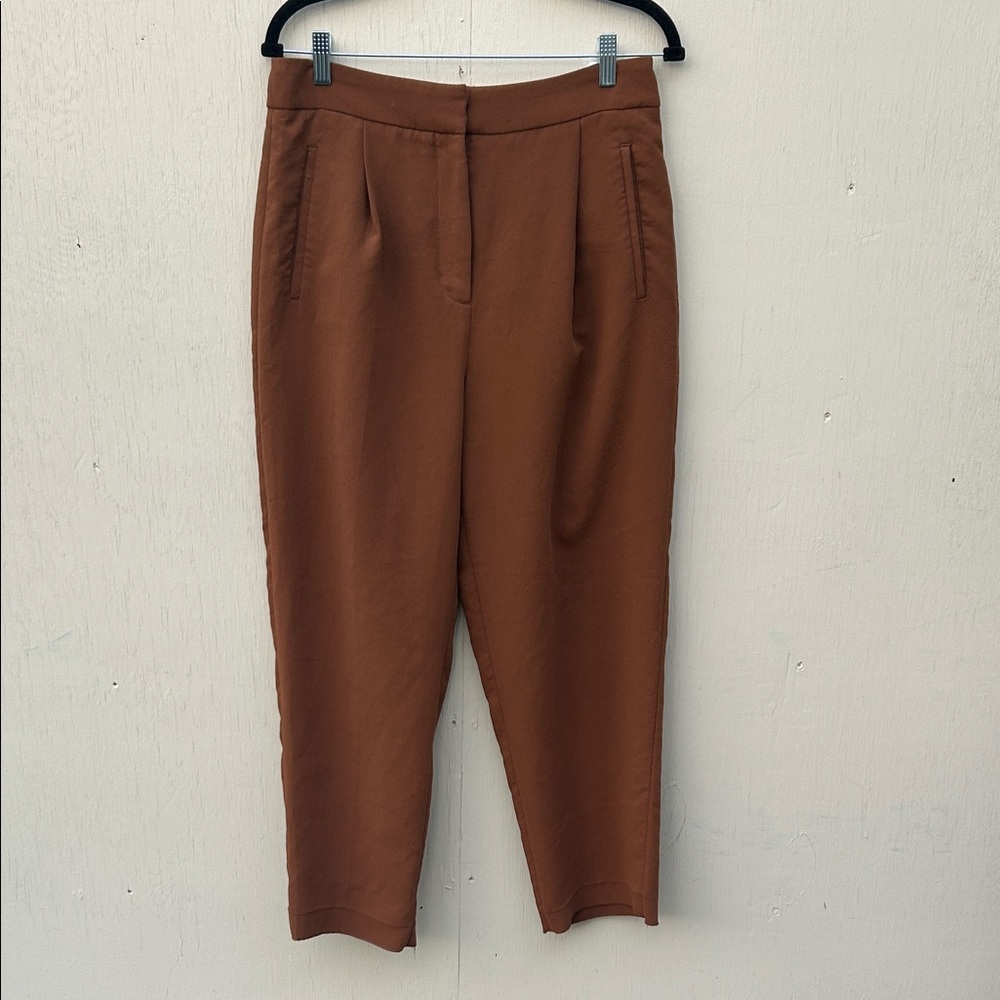 Wilfred by Aritzia Brown High-Waisted Trousers Size 8‎ | Cropped Ankle Pants